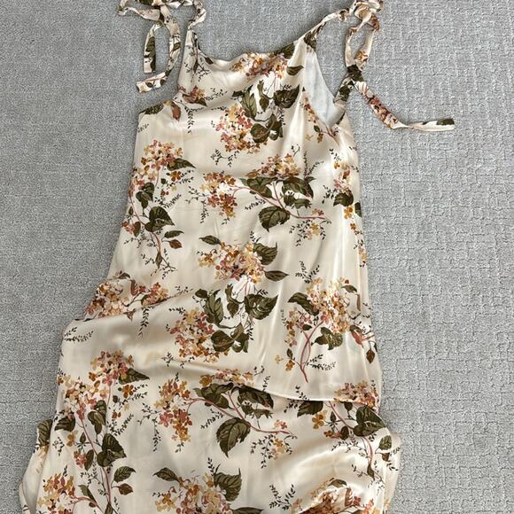 Reformation Aden 100% Silk Dress in “Bella” floral print cream sleeveless midi - Picture 11 of 11